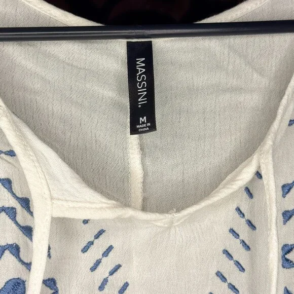 White & Blue Embroidered Flowy Long-Sleeve - Picture 3 of 4